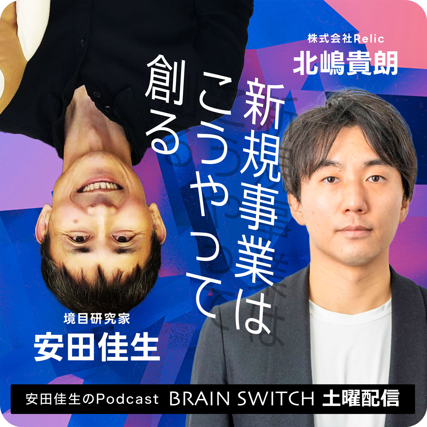 安田佳生 ✕ 北嶋貴朗Podcast「新規事業はこうやって創る」サムネイル画像デザインほか